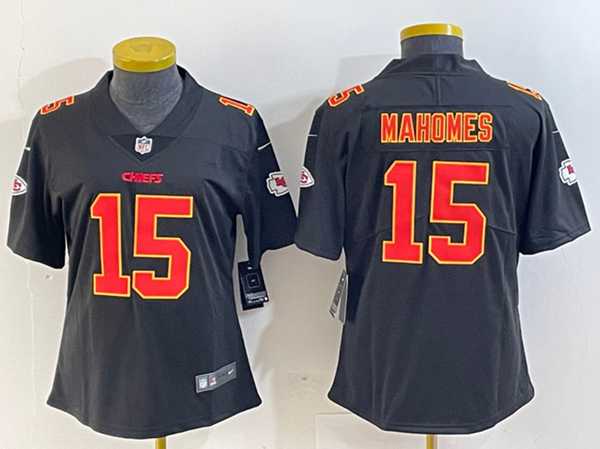 Womens Kansas City Chiefs #15 Patrick Mahomes Black Vapor Untouchable Limited Football Stitched Jersey